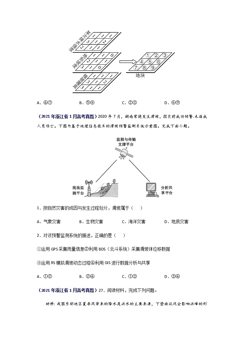 三年高考（2019-2021）地理试题分项汇编专题07自然灾害与地理信息技术学生版第3页