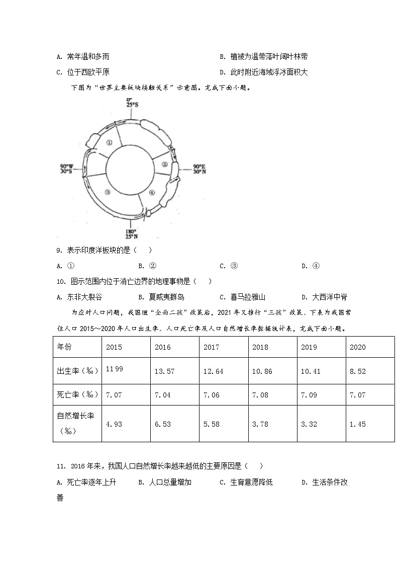 2022浙江省十校联盟高三下学期第二次联考（返校考试）地理试题含答案第3页