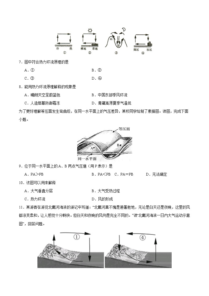 2.3大气受热过程与热力环流（练习）-2020-2021学年高一同步备课系列（新教材中图版必修第一册）02