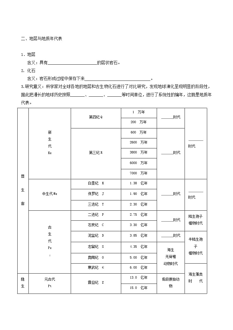 1.3 地球的演化过程导学案（2）-中图版高中地理必修第一册第2页