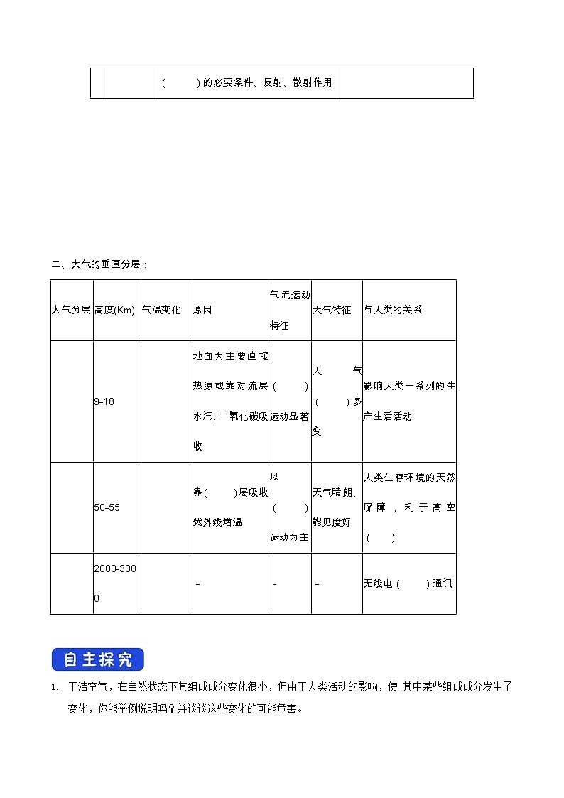 2.2 大气组成与垂直分层导学案（2）-中图版高中地理必修第一册02