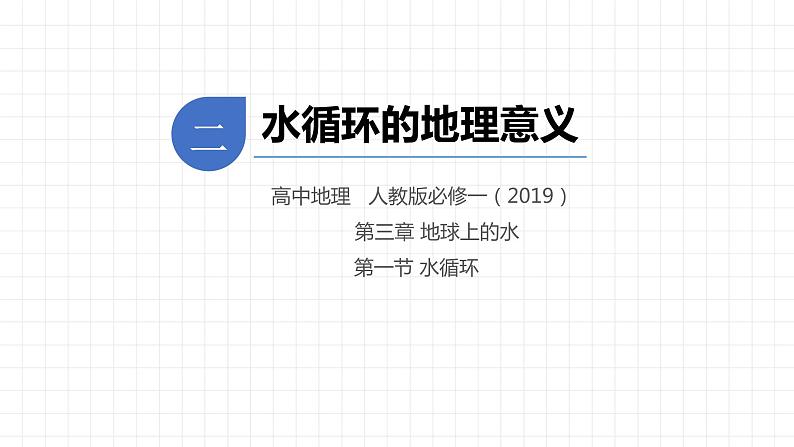 人教版2019高中地理必修一3.1 水循环 第二课时 水循环的地理意义 课件01