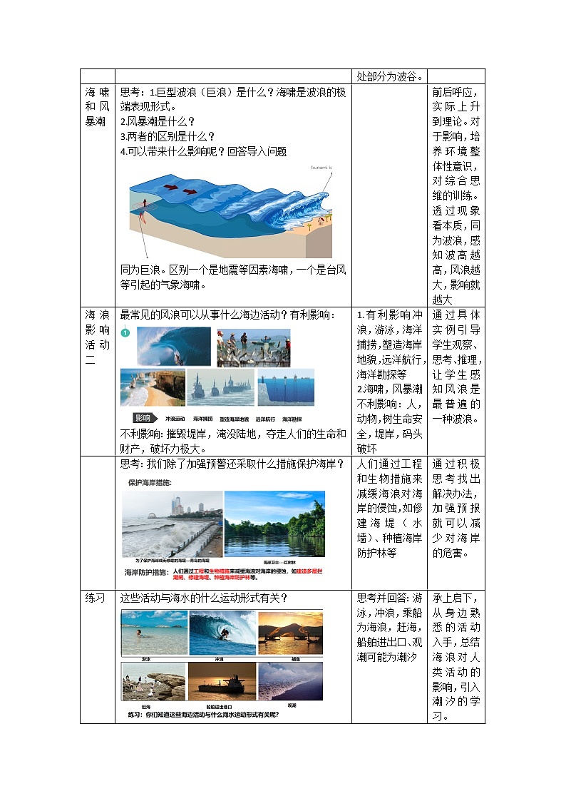 人教版2019高中地理必修一3.3 海水的运动 教学设计02