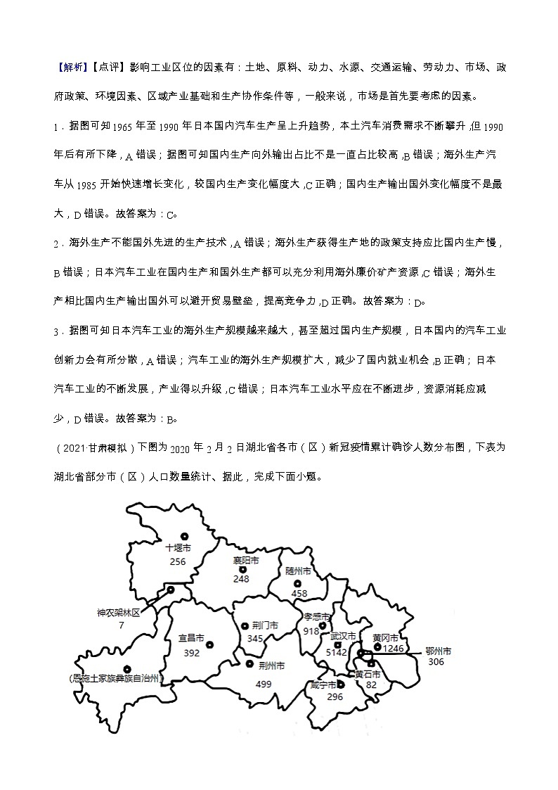 2021甘肃省高三地理高考一模试卷+答案解析02