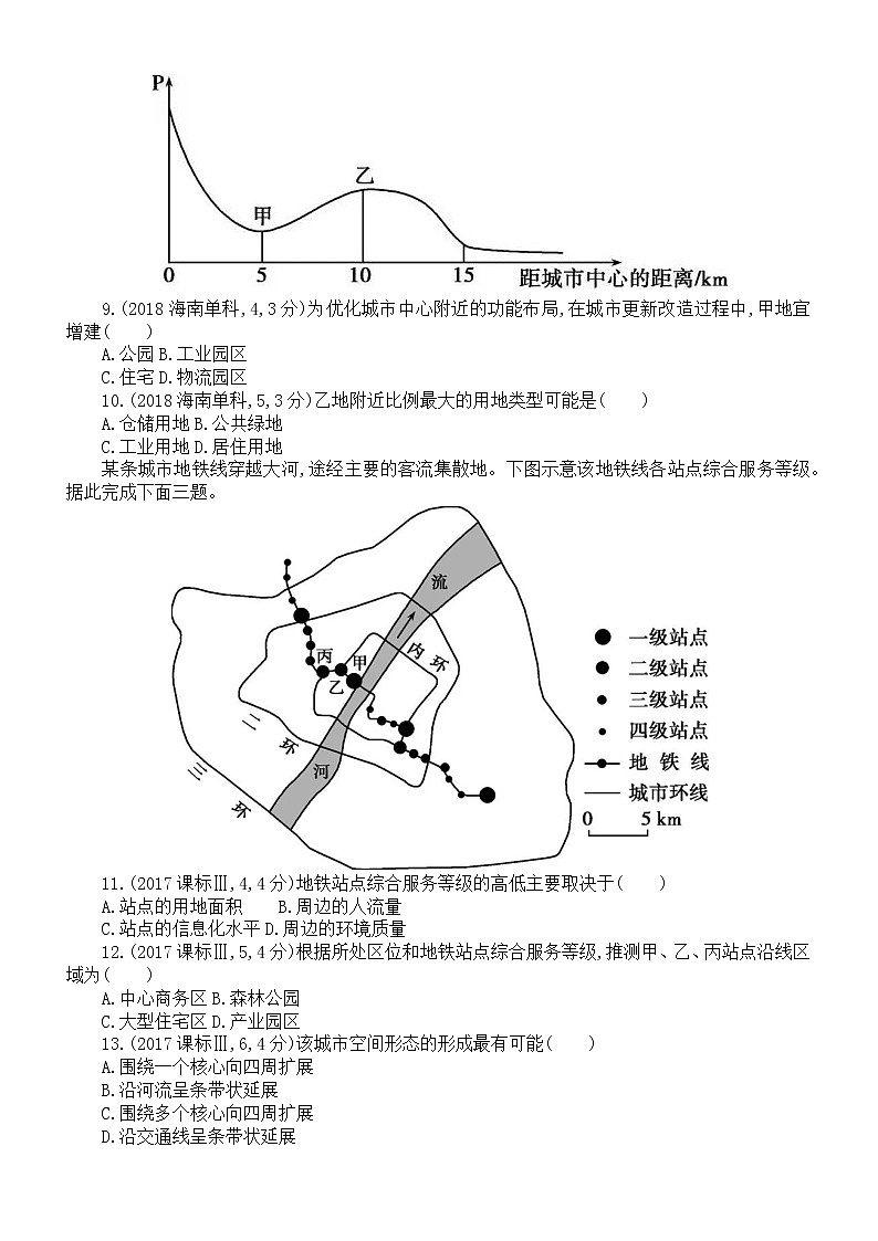高中地理高考复习《城市空间结构与等级体系》专项练习（五年高考真题，附参考答案）第3页