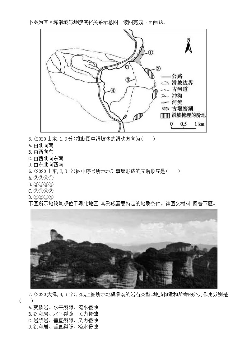 高中地理高考复习《外力作用与地貌》专项练习（五年高考真题，附参考答案）第3页
