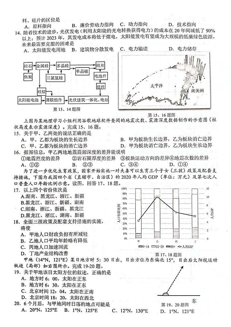2022年6月浙江省普通高校招生考试选考科目考试冲刺卷（3月）地理（二）试卷（PDF版含答案）03