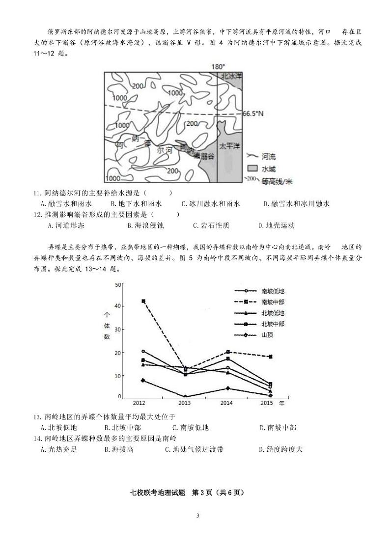 福建省漳州市七校2021-2022学年高三下学期4月诊断性联考地理试题第3页