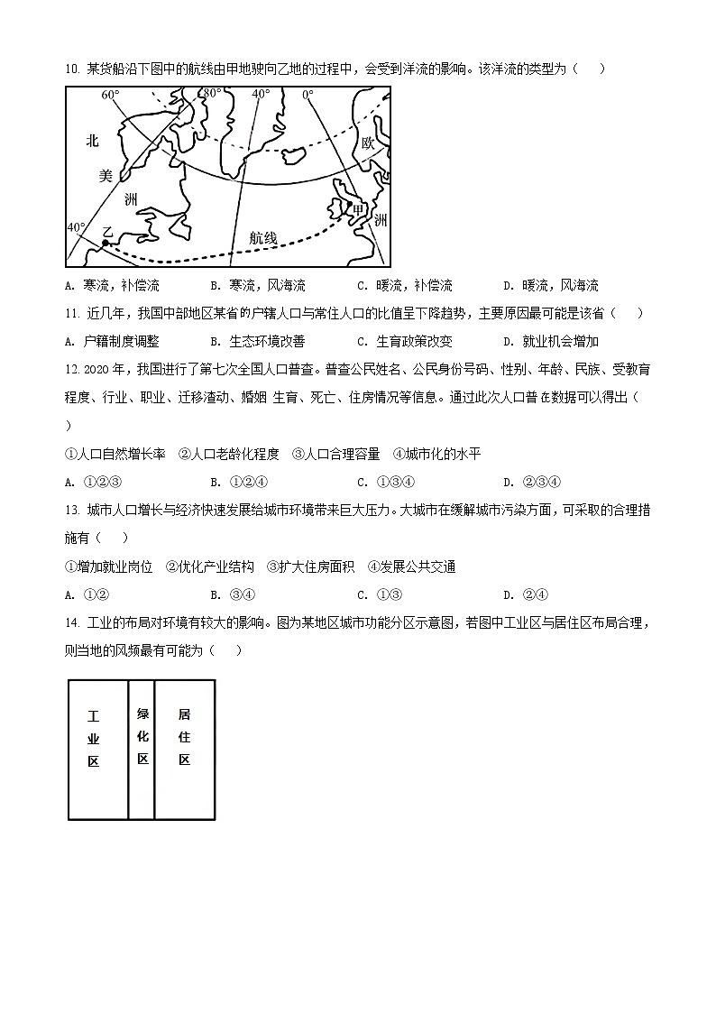 2021年上海市徐汇区高二（高三）等级考地理二模卷（含答案）03