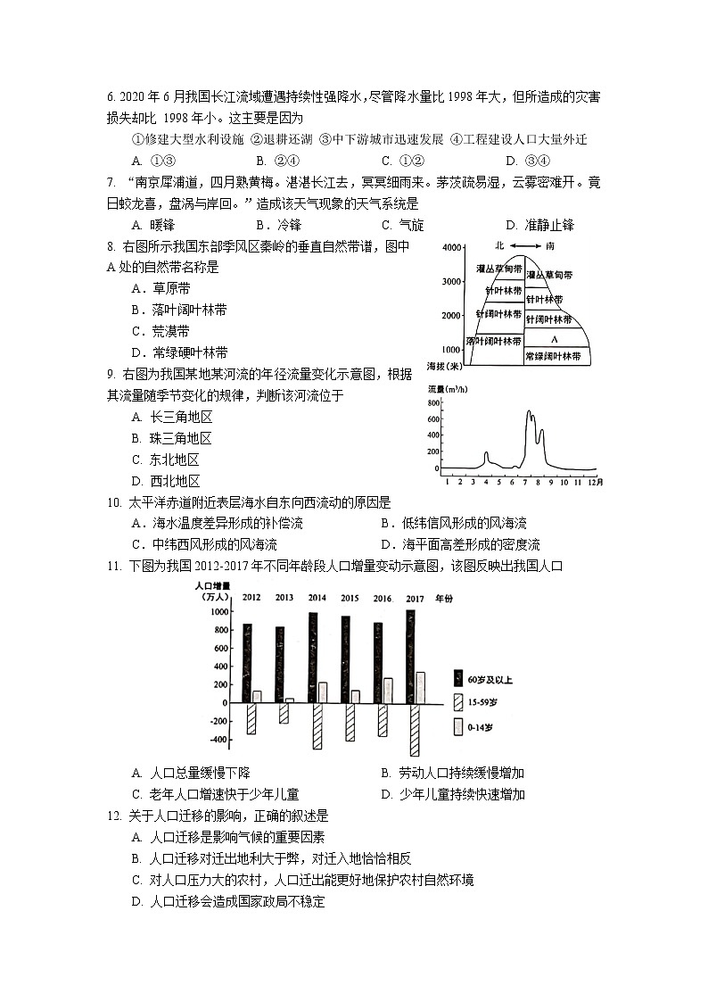 2021年上海市宝山区高二（高三）等级考地理二模卷（含答案）02