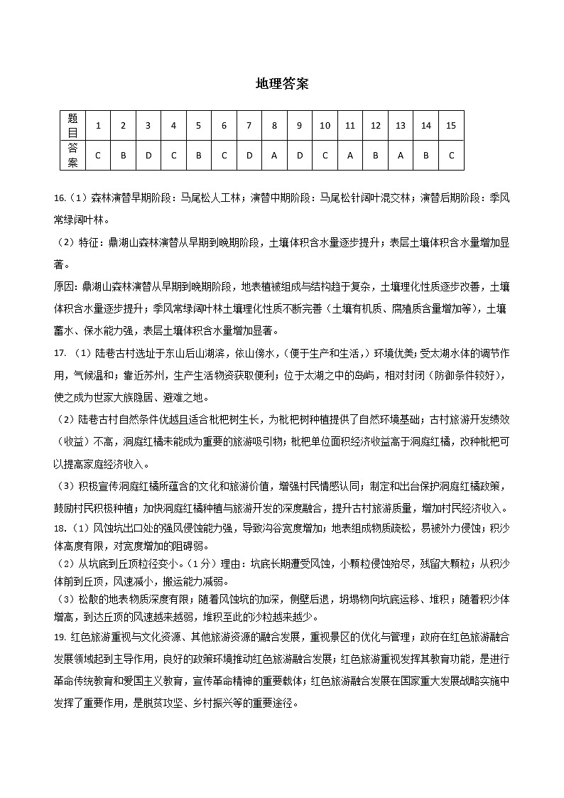 2022届河北省保定市七校高三下学期3月一模联考-地理（word版）练习题01