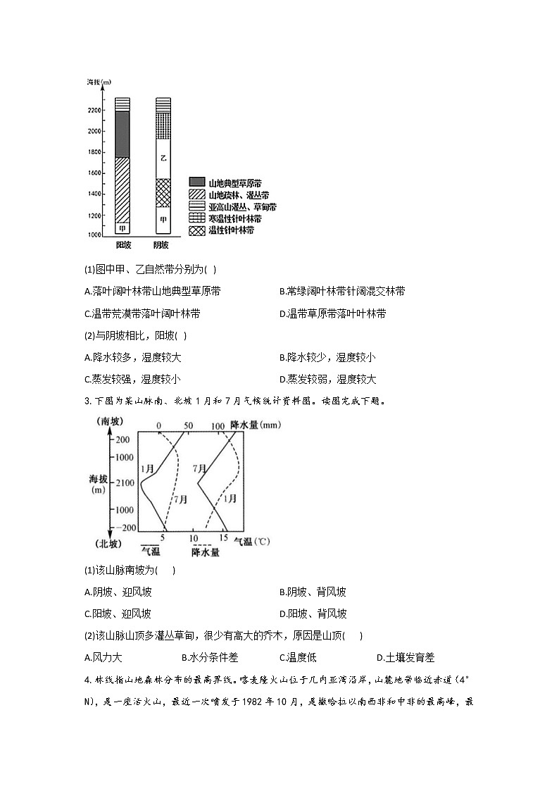 第11题 垂直地域分异规律  —【新课标全国卷】2022届高考地理三轮复习考点题号一对一第2页