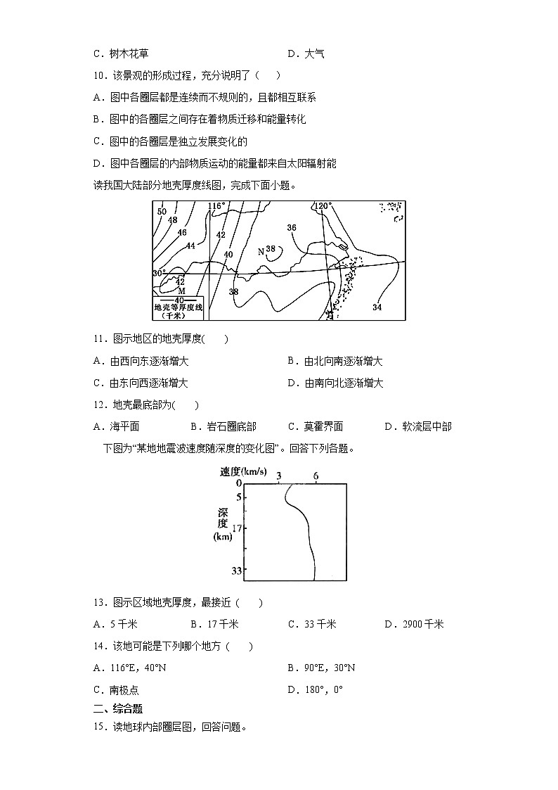 1.3地球的圈层结构-2020-2021学年高一地理课时同步练（新教材鲁教版必修第一册）03