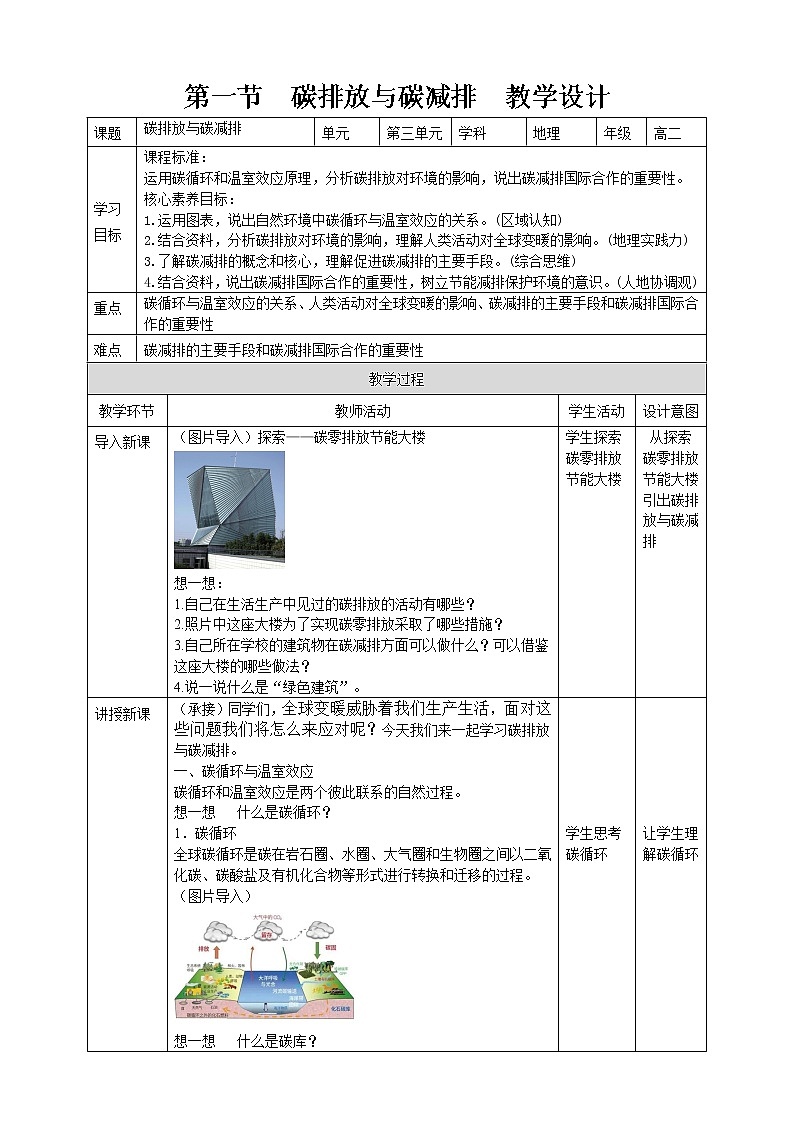 3.1   碳排放与碳减排  教学设计01