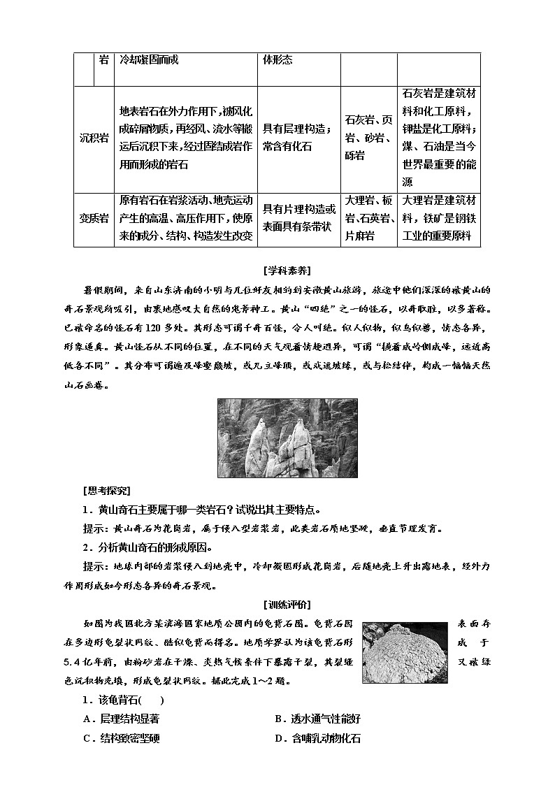 【教案】2.1 第一节 岩石圈的组成及物质循环  鲁教版选择性必修1第2单元 地形变化的原因02