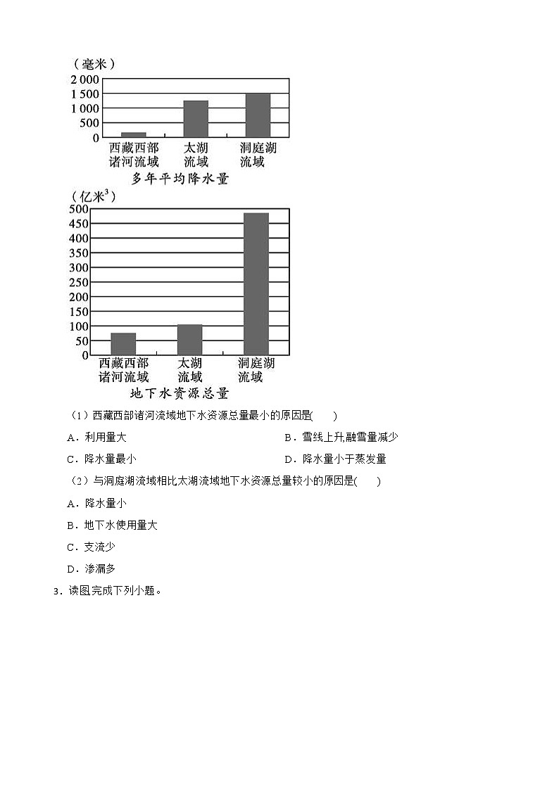 高中地理湘教版（2019）选择性必修三2.2水资源与国家安全 同步练习第2页