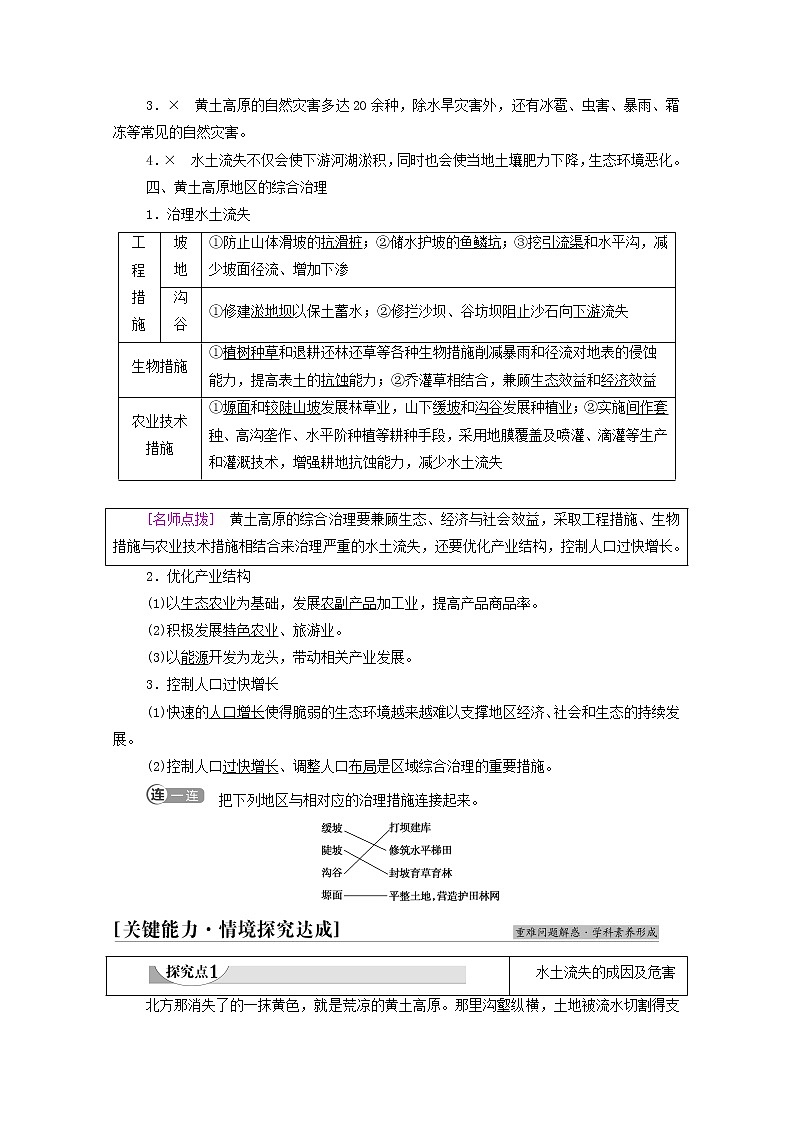 新教材高中地理第2单元不同类型区域的发展第1节生态脆弱地区的发展__以黄土高原地区为例学案鲁教版选择性必修2同步学案03