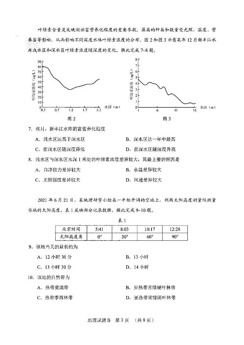 2022年广州市高三二模地理试卷含答案03