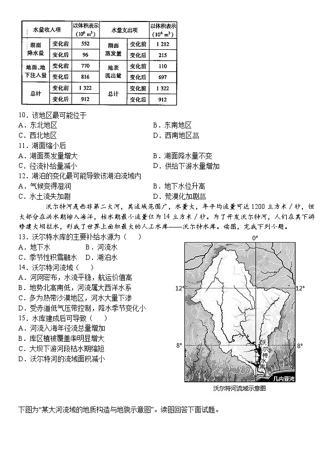 2020-2021学年湘教版（2019）高中地理选择性必修一 4.1 陆地水体间的相互关系 习题03