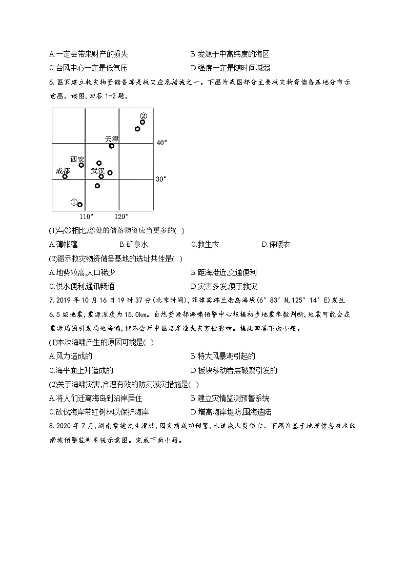 2021-2022学年人教版2019必修一第六章 自然灾害单元测试卷(word版含答案)第3页