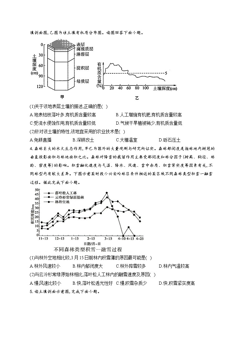 2021-2022学年人教版2019必修一第五章 植被与土壤 单元测试卷(word版含答案)第2页