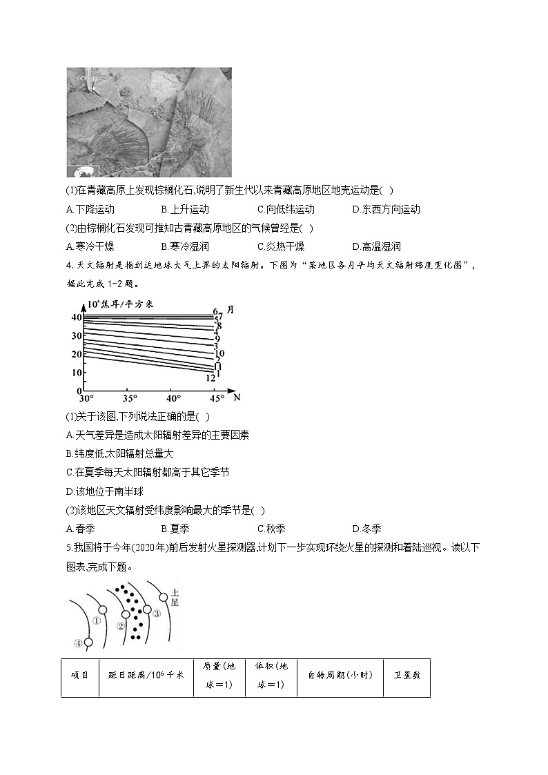 2021-2022学年人教版2019必修一第一章 宇宙中的地球 单元测试卷(word版含答案)第2页
