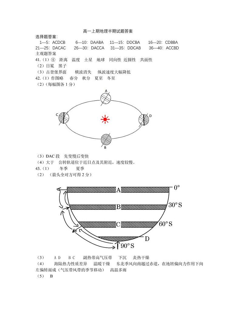 2022遂宁卓同国际学校（高中部）高一上学期期中考试地理含答案01