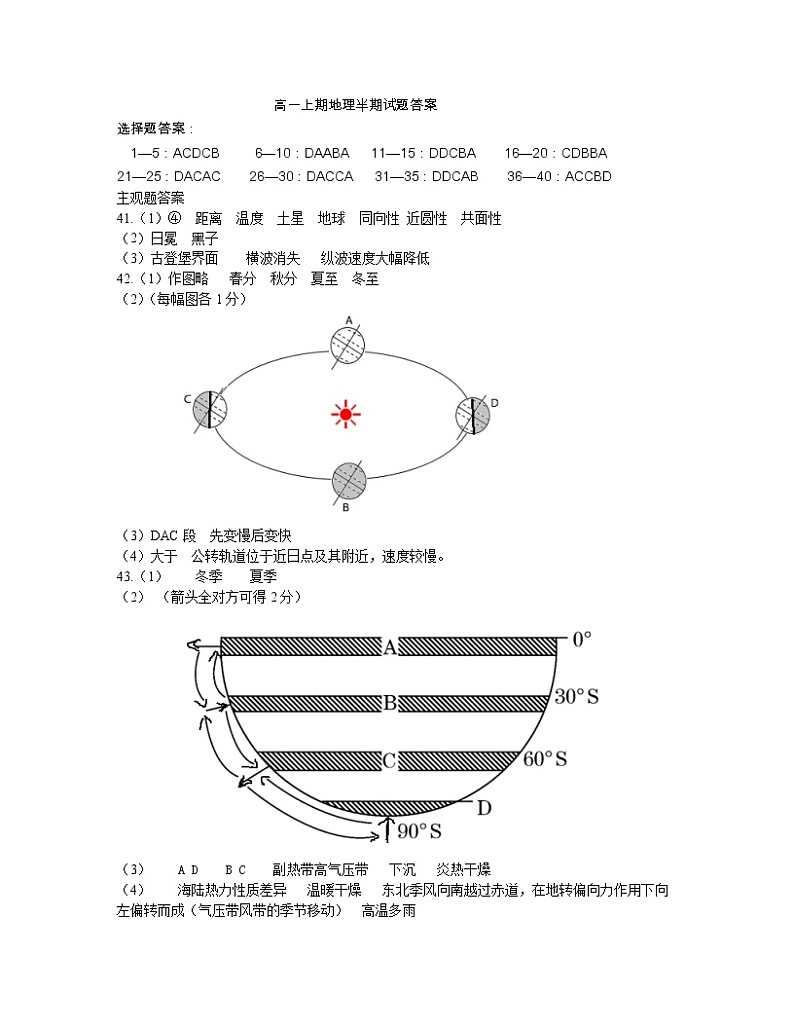 2022遂宁卓同国际学校（高中部）高一上学期期中考试地理含答案01