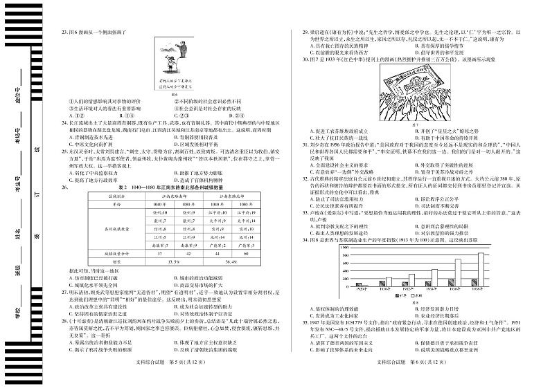 2022安徽卓越县中联盟高三二联（天一联考）二模文科文综试卷第3页
