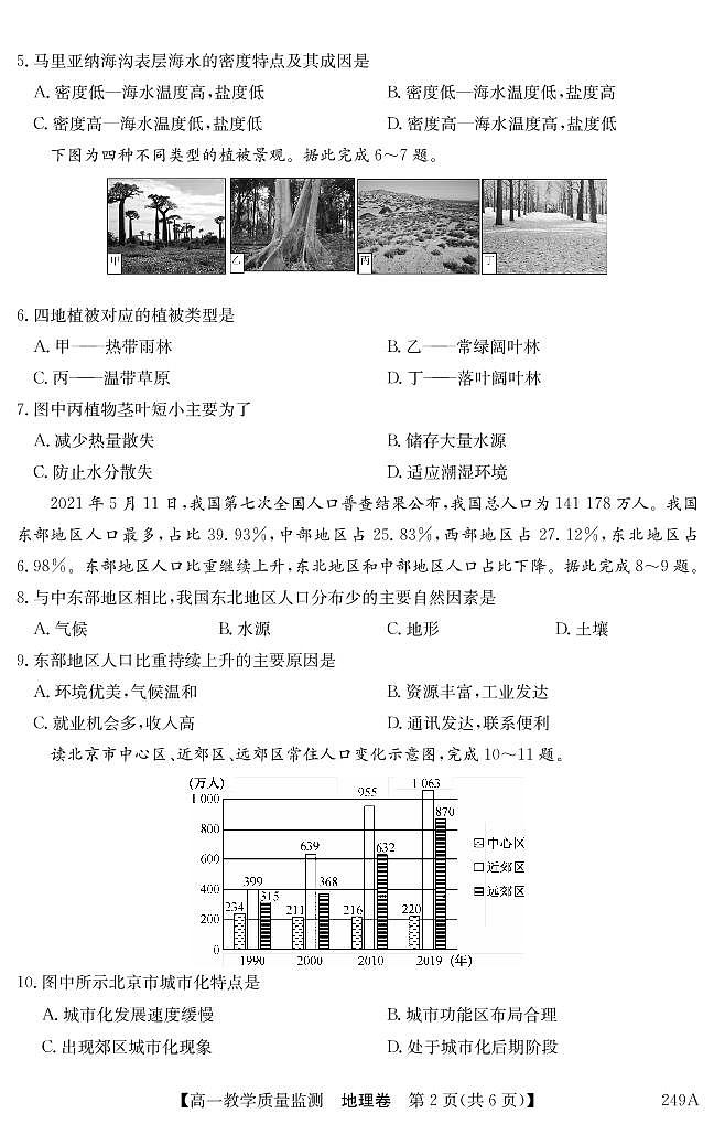 2021茂名高州高一下学期期末考试地理试题PDF版含答案02