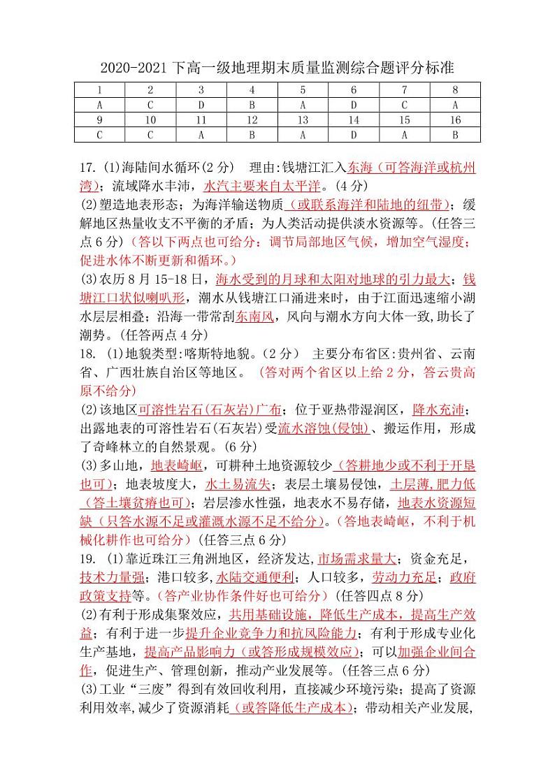 2021茂名高州高一下学期期末考试地理试题PDF版含答案01