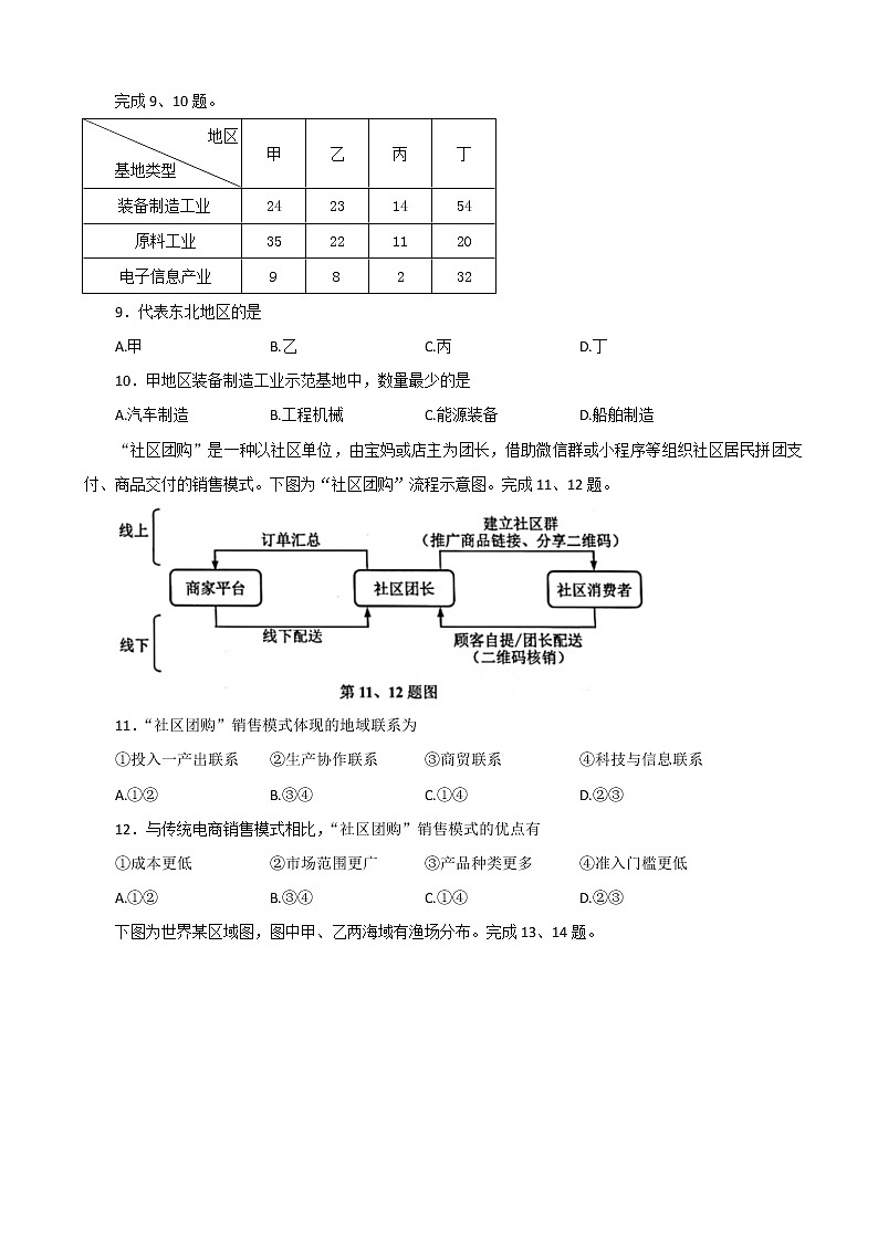 2022届浙江省嘉兴一中（嘉兴市）高三下学期4月教学测试（二模）地理含答案03