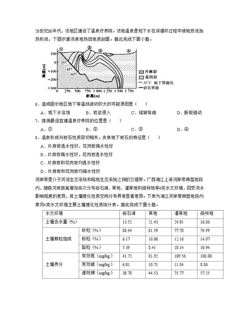 2021-2022学年四川省南充高级中学高三下学期第六次月考文综地理试题（解析版）第2页