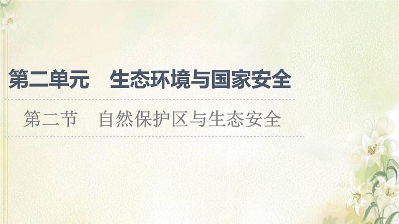 鲁教版高中地理选择性必修3第2单元生态环境与国家安全第2节自然保护区与生态安全课件01