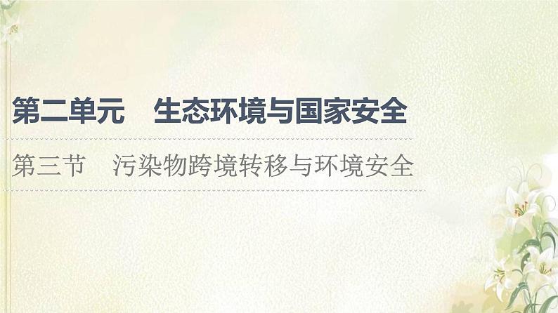 鲁教版高中地理选择性必修3第2单元生态环境与国家安全第3节污染物跨境转移与环境安全课件01