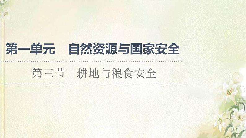 鲁教版高中地理选择性必修3第1单元自然资源与国家安全第3节耕地与粮食安全课件01