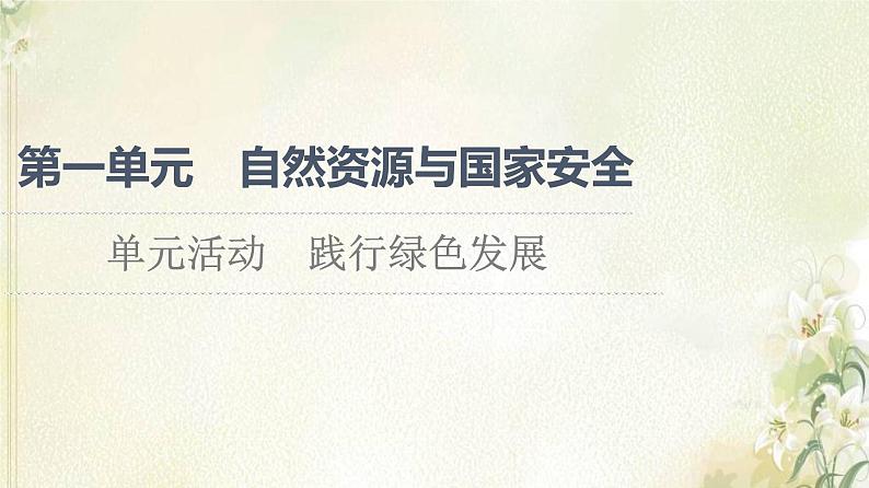 鲁教版高中地理选择性必修3第1单元自然资源与国家安全单元活动践行绿色发展课件01