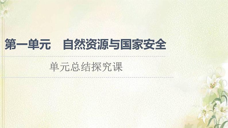 鲁教版高中地理选择性必修3第1单元自然资源与国家安全单元总结探究课课件01