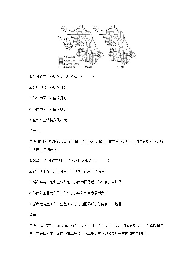 湘教版高中地理选择性必修第二册第二章区域发展第二节产业转型地区的结构优化__以美国休斯敦为例作业含解析 练习02