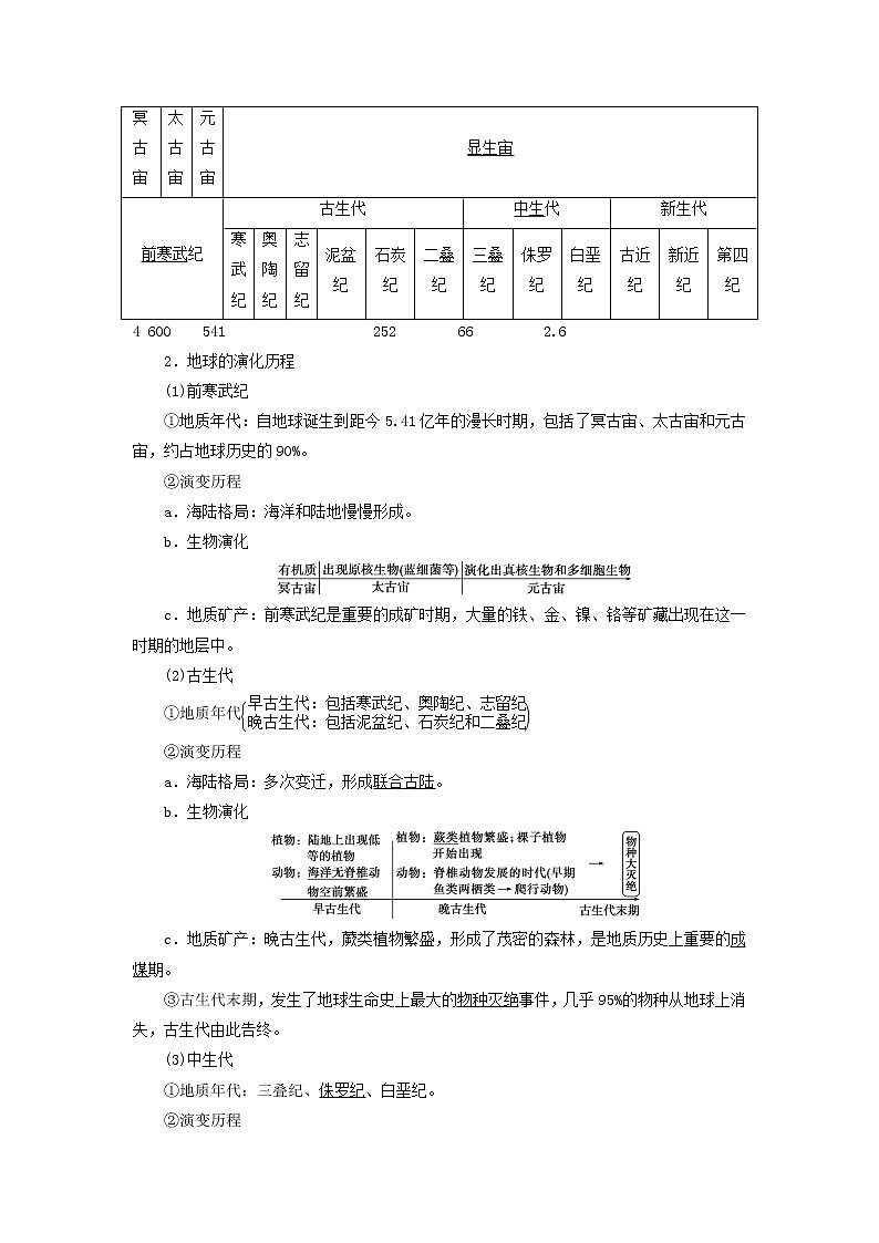 新人教版高考地理一轮复习第一章宇宙中的地球第4讲地球的历史和地球的圈层结构学案第2页