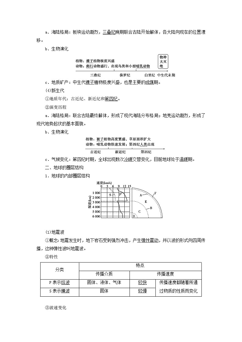 新人教版高考地理一轮复习第一章宇宙中的地球第4讲地球的历史和地球的圈层结构学案第3页