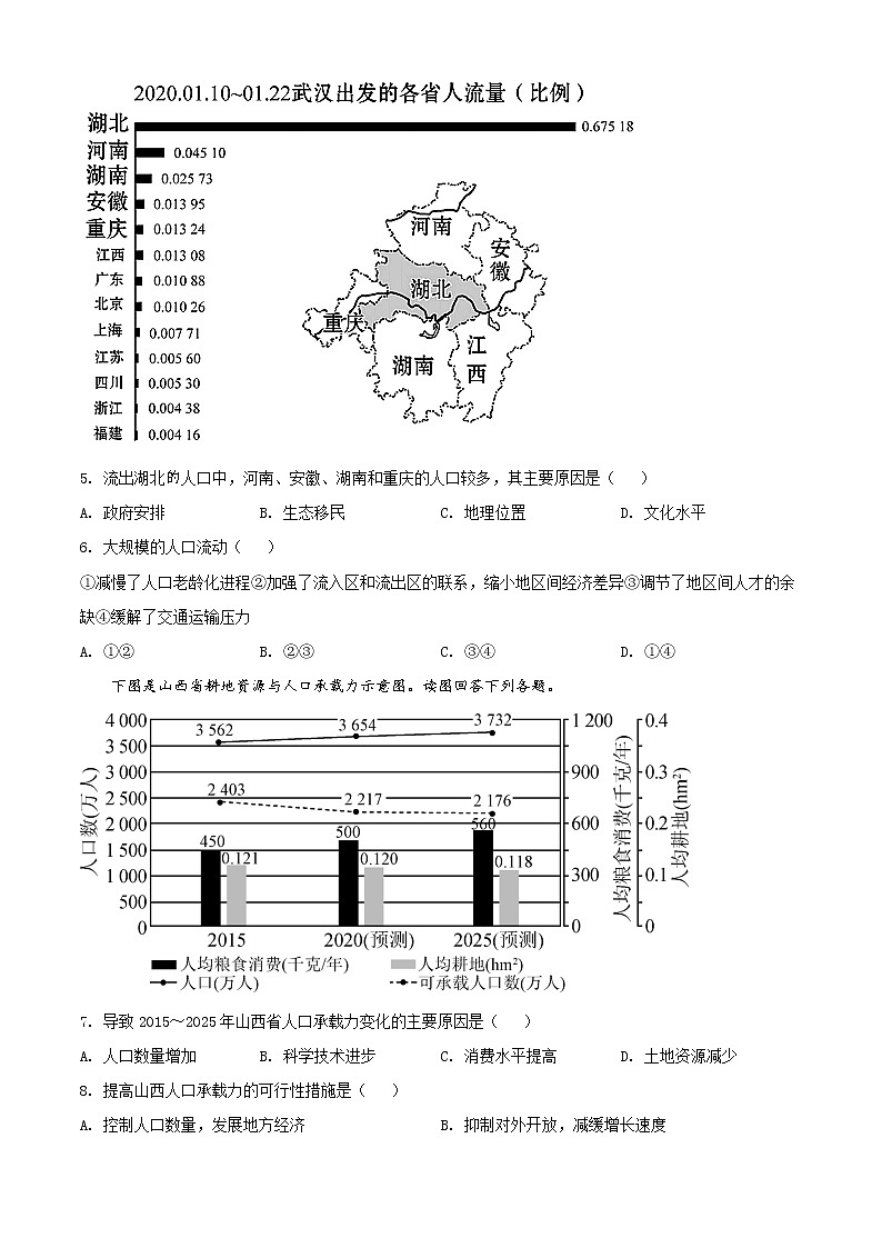 2022泰安肥城高一下学期期中考试地理含解析03