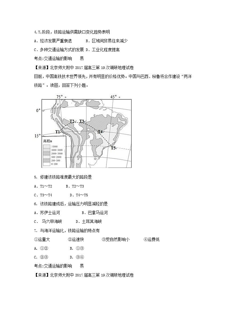 2022年高考地理二轮复习专题十二人类活动的地域联系练习含解析第2页