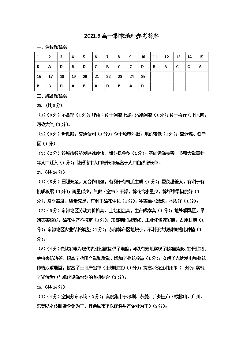 2021新余高一下学期期末考试地理试题扫描版含答案01