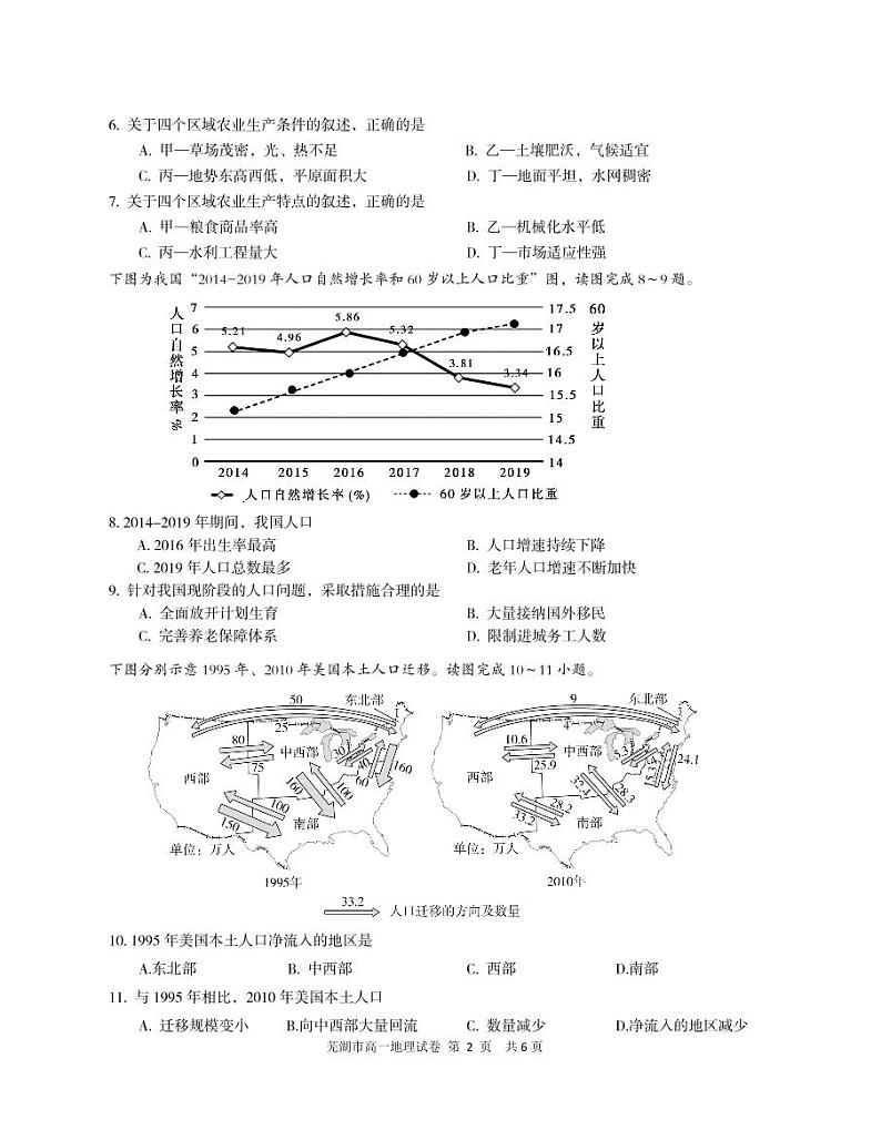 2021芜湖高一下学期期末考试地理试题PDF版含答案02