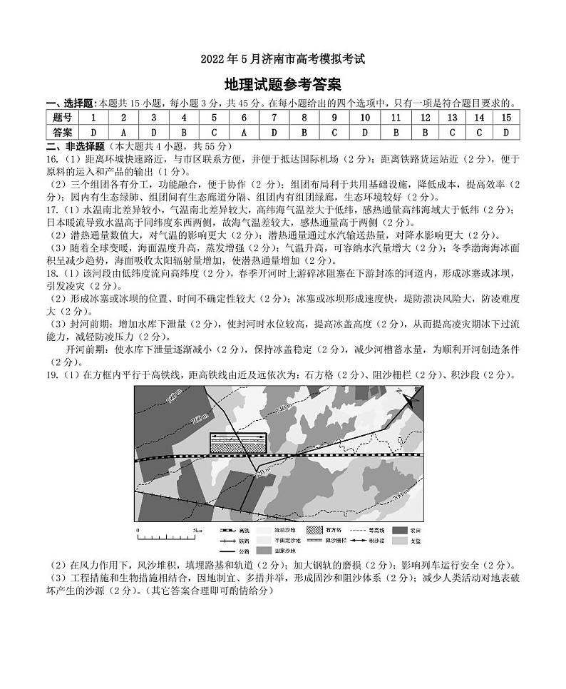 2022济南高三下学期高考模拟（三模）地理试题含答案01