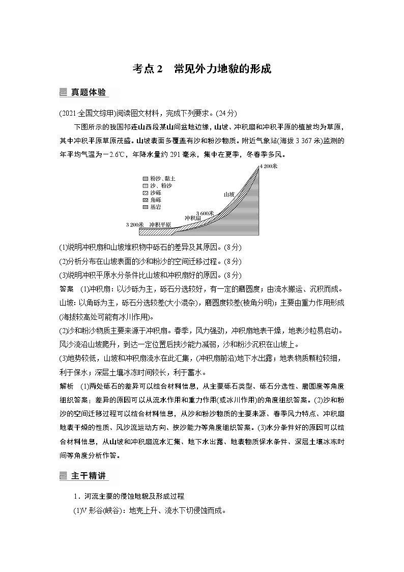 2022年高考地理二轮复习 专题4 考点2　常见外力地貌的形成第1页