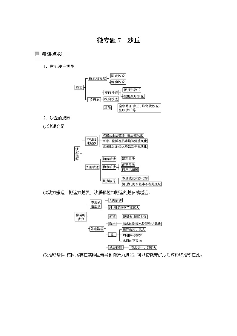 2022年高考地理二轮复习 专题4 微专题7　沙丘01