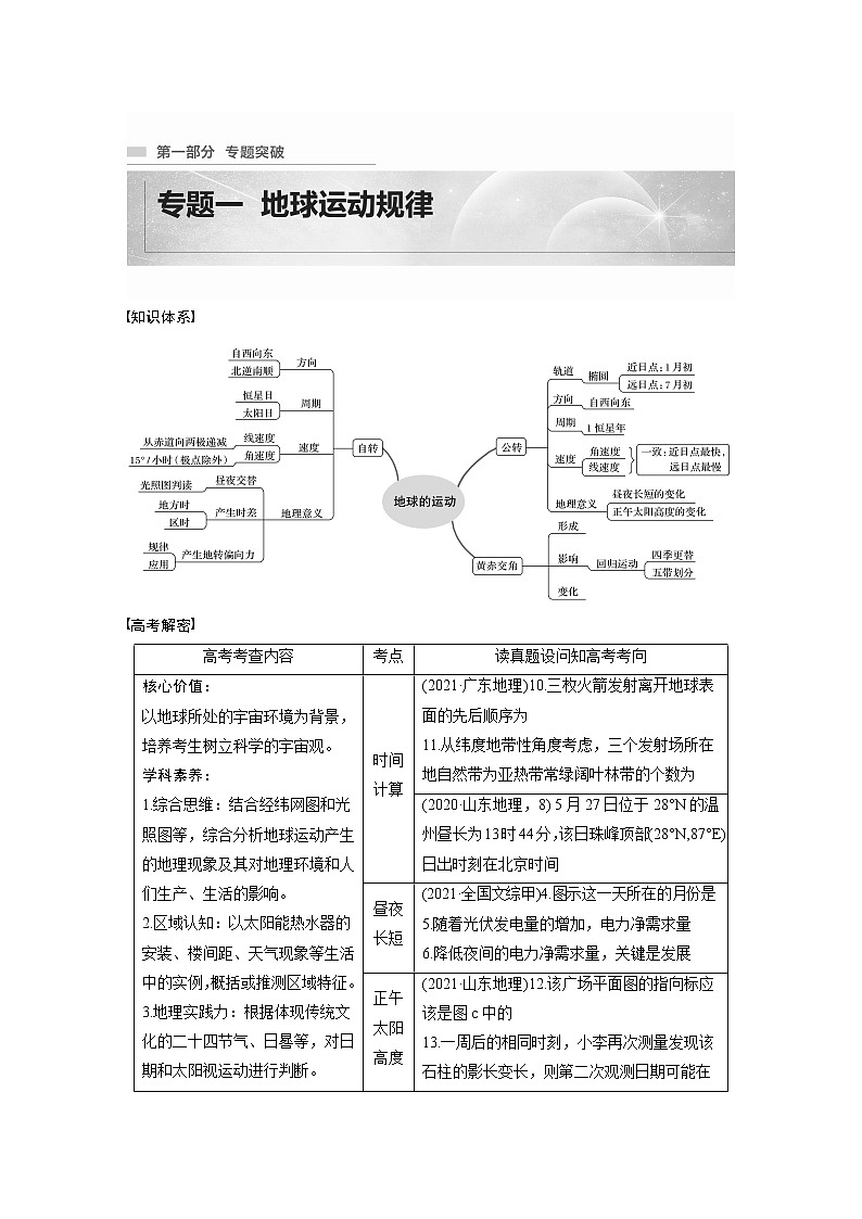 2022年高考地理二轮复习 专题1 考点1　时间计算第1页