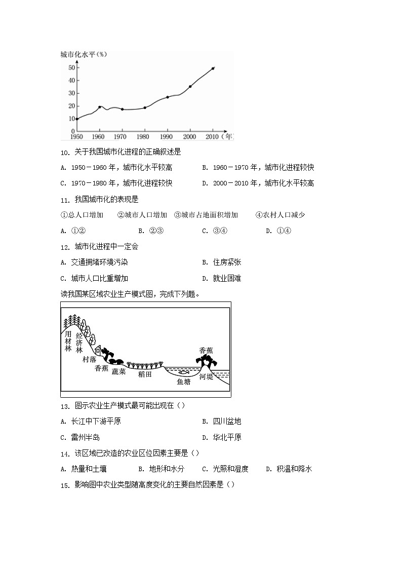 2021济南德润高级中学高一下学期期中考试地理试卷含答案03
